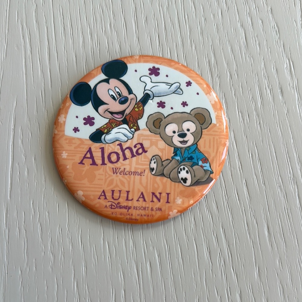 Disney Aulani Aloha Button with Mickey & Duffy